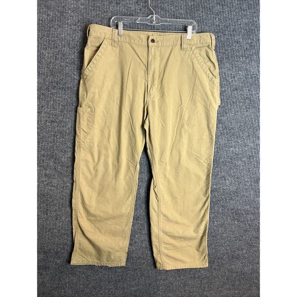 Carhartt Men's Canvas Work Pants Size 40 Tan Mid Rise Cotton Rugged - Picture 1 of 13